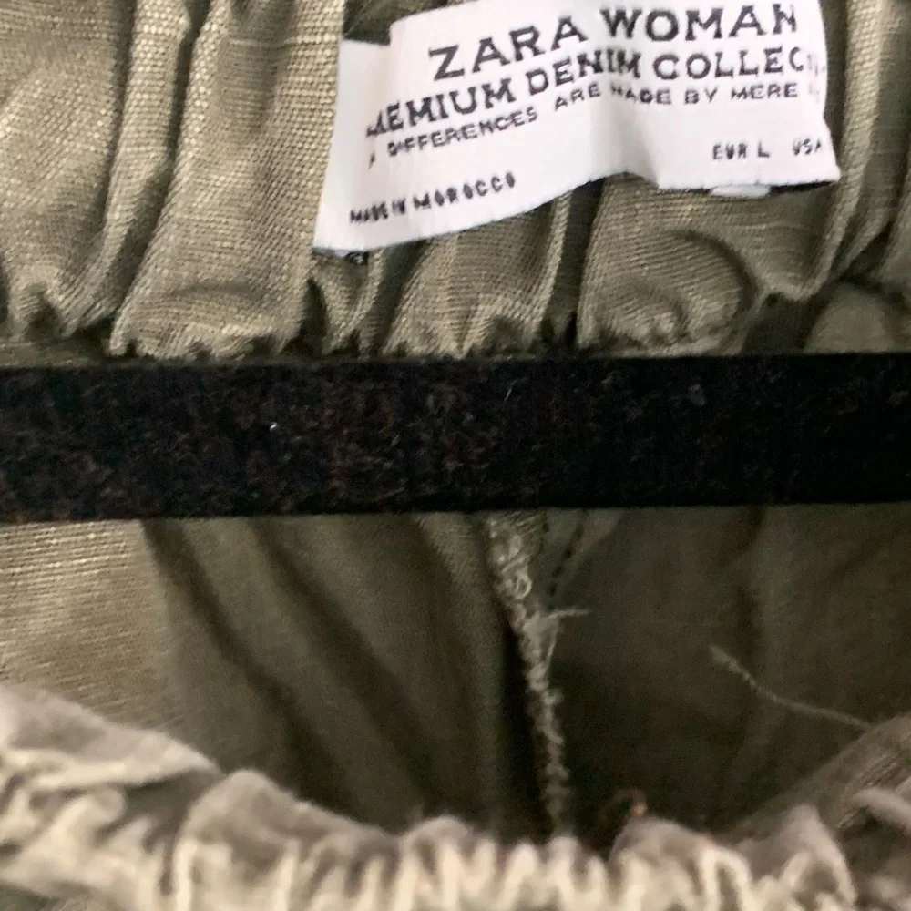 Light Olive Drawstring Linen-Blend Joggers